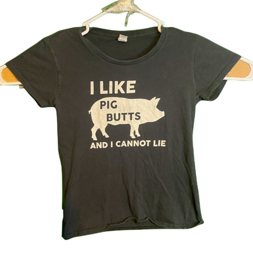 I Like Pig Butts and I Cannot Lie Black Anvil Tee Size Small BBQ Humor